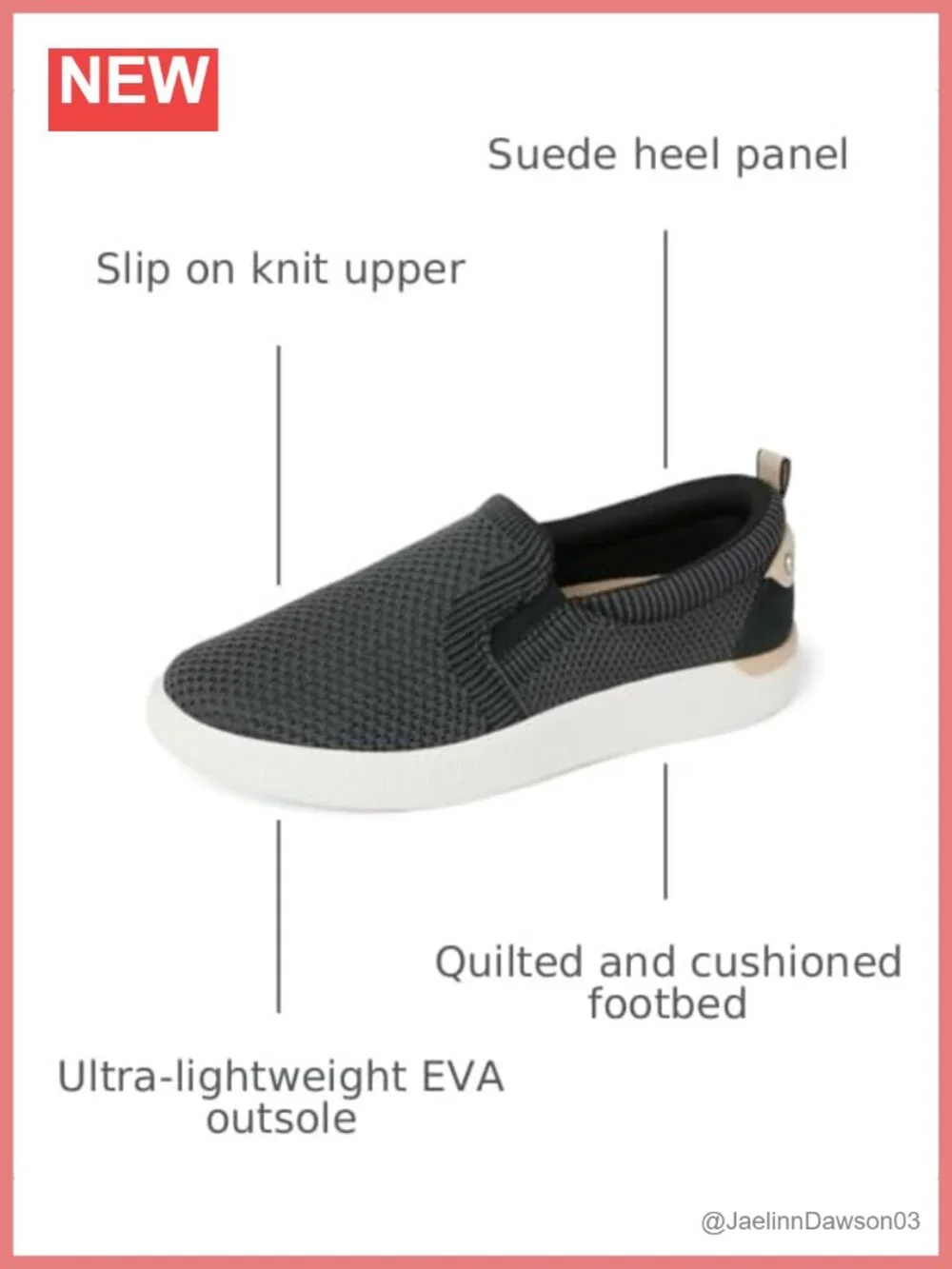 Women's Slip-On Knit Fashion Sneakers with Suede Heel, Cushioned EVA